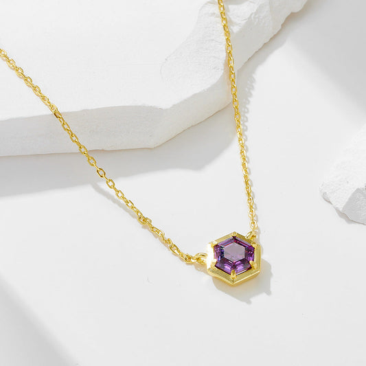 Amethyst Hexa Heart Necklace Stella Harte