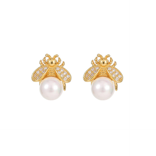 Buzzing Bee Pearl Studs Stella Harte