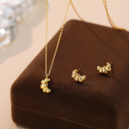 Golden Croissant Studs Earrings Stella Harte