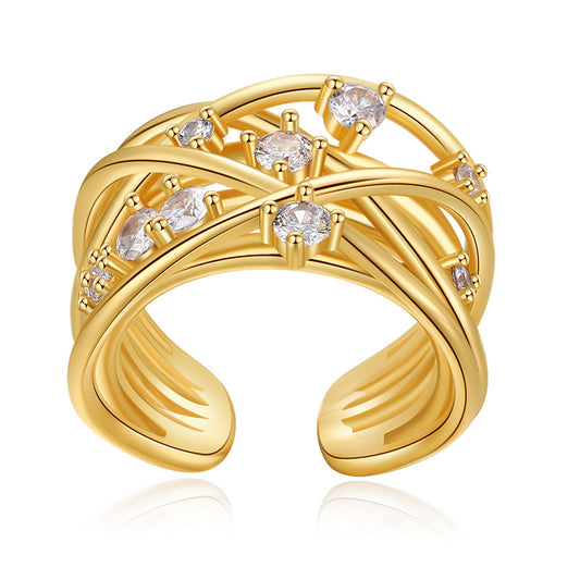 Interlace Diamond Cuff Ring