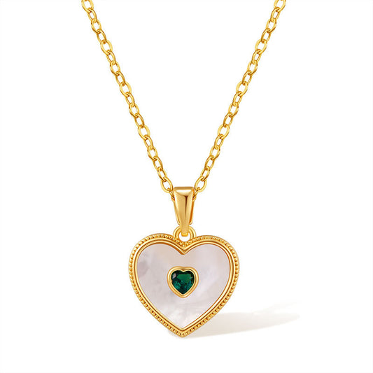 Emerald Heart Pearl Necklace