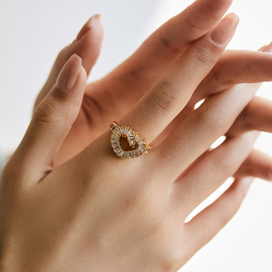Baguette Heart Sparkle Ring