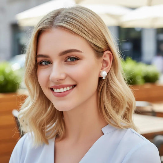 Leafy Pearl Bud Earrings Stella Harte