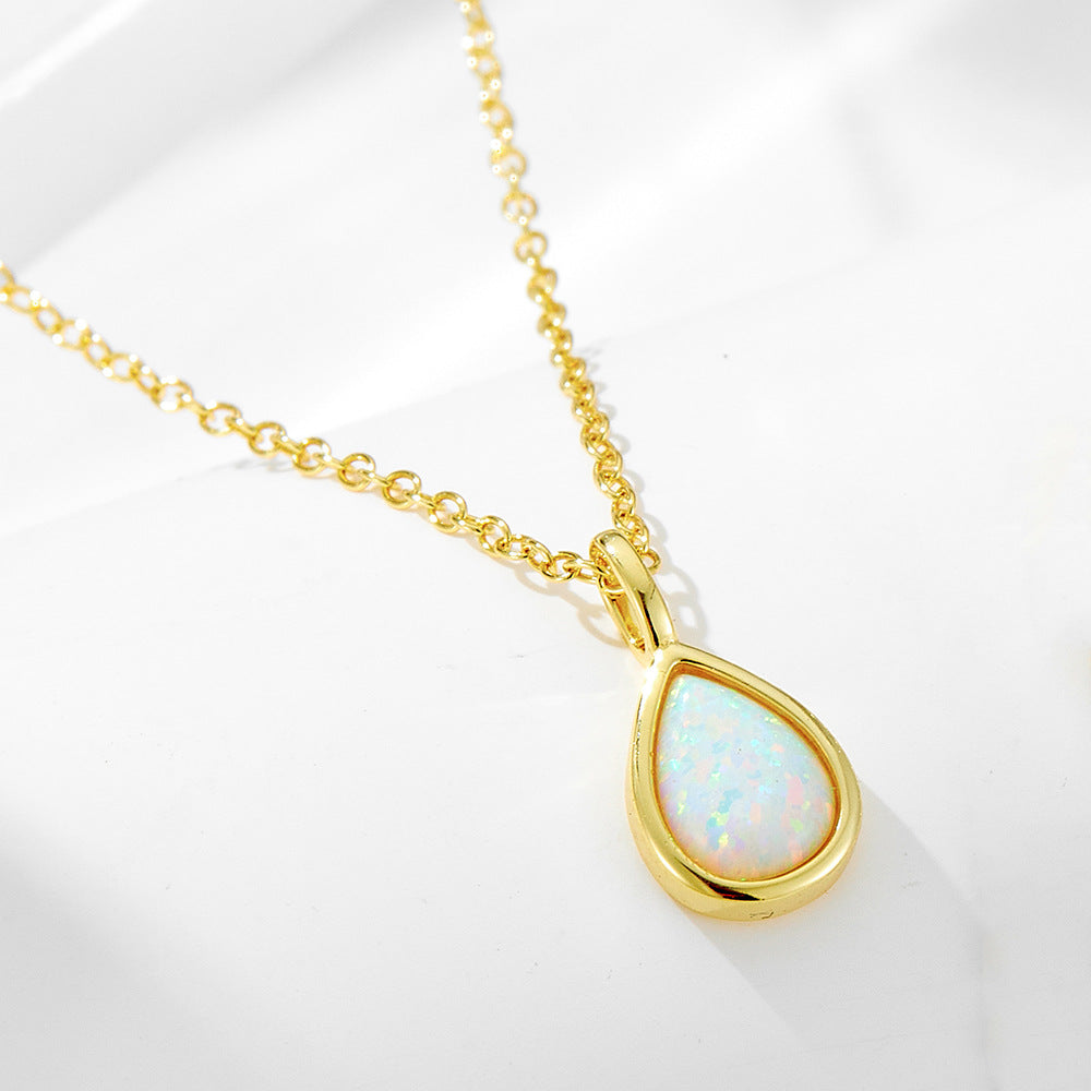 Pearly Opal Teardrop Twinkle Necklace