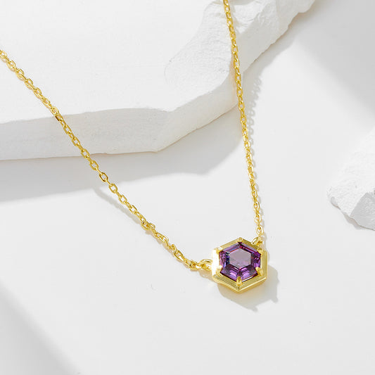 Amethyst Hexa Heart Necklace