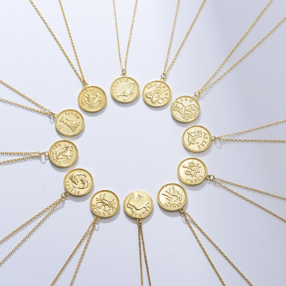 Gilded Zodiac Coin Serenade Necklace Stella Harte