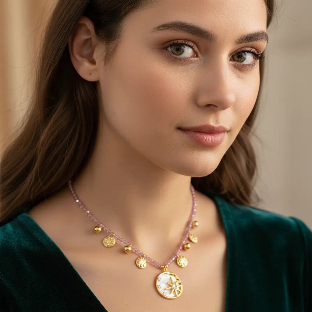Rosy Dawn Star Necklace Stella Harte