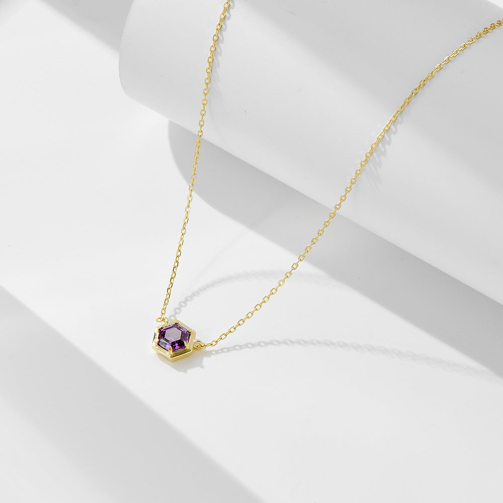 Amethyst Hexa Heart Necklace