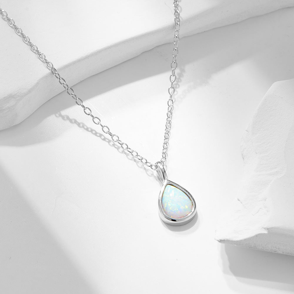 Pearly Opal Teardrop Twinkle Necklace