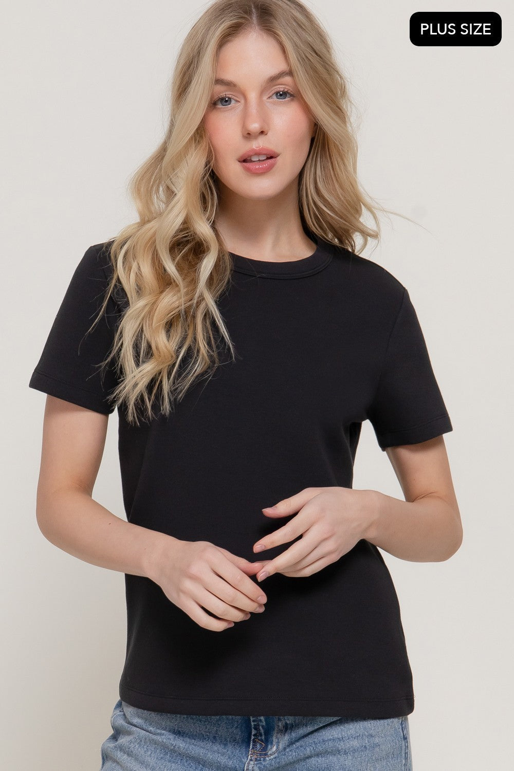 Short Sleeve Round Neck Soft Knit Top