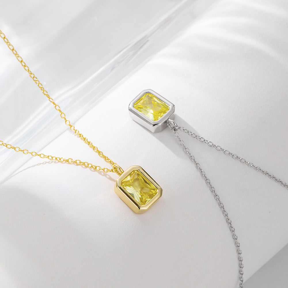 Citrine Square Serenade Necklace