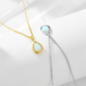 Pearly Opal Teardrop Twinkle Necklace