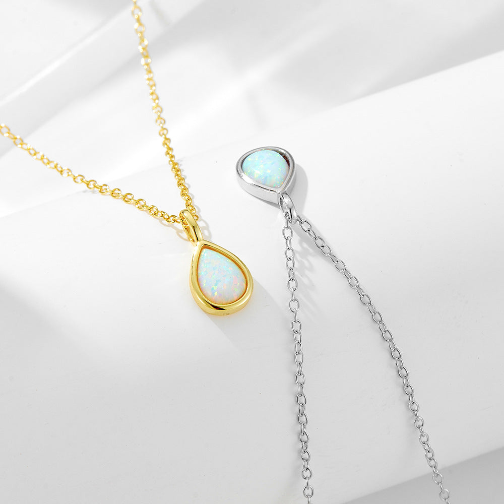 Pearly Opal Teardrop Twinkle Necklace