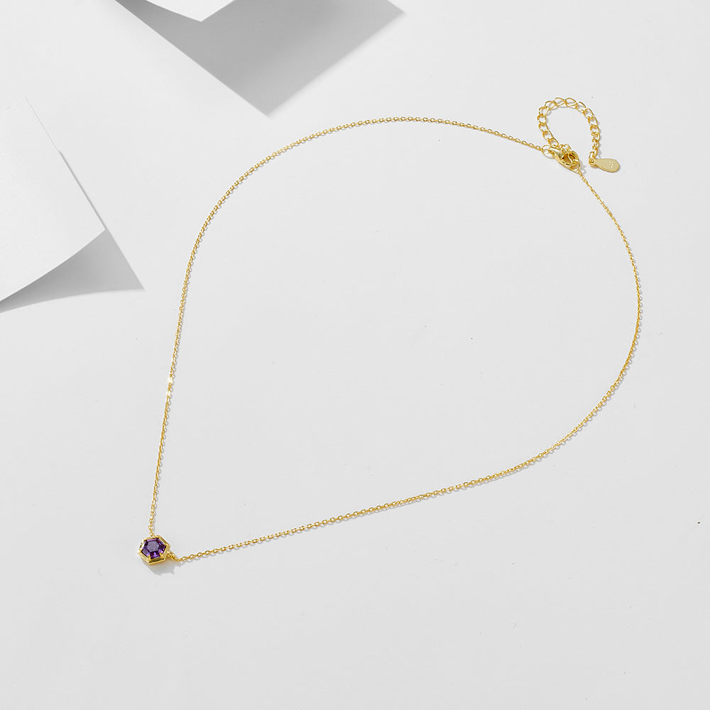 Amethyst Hexa Heart Necklace