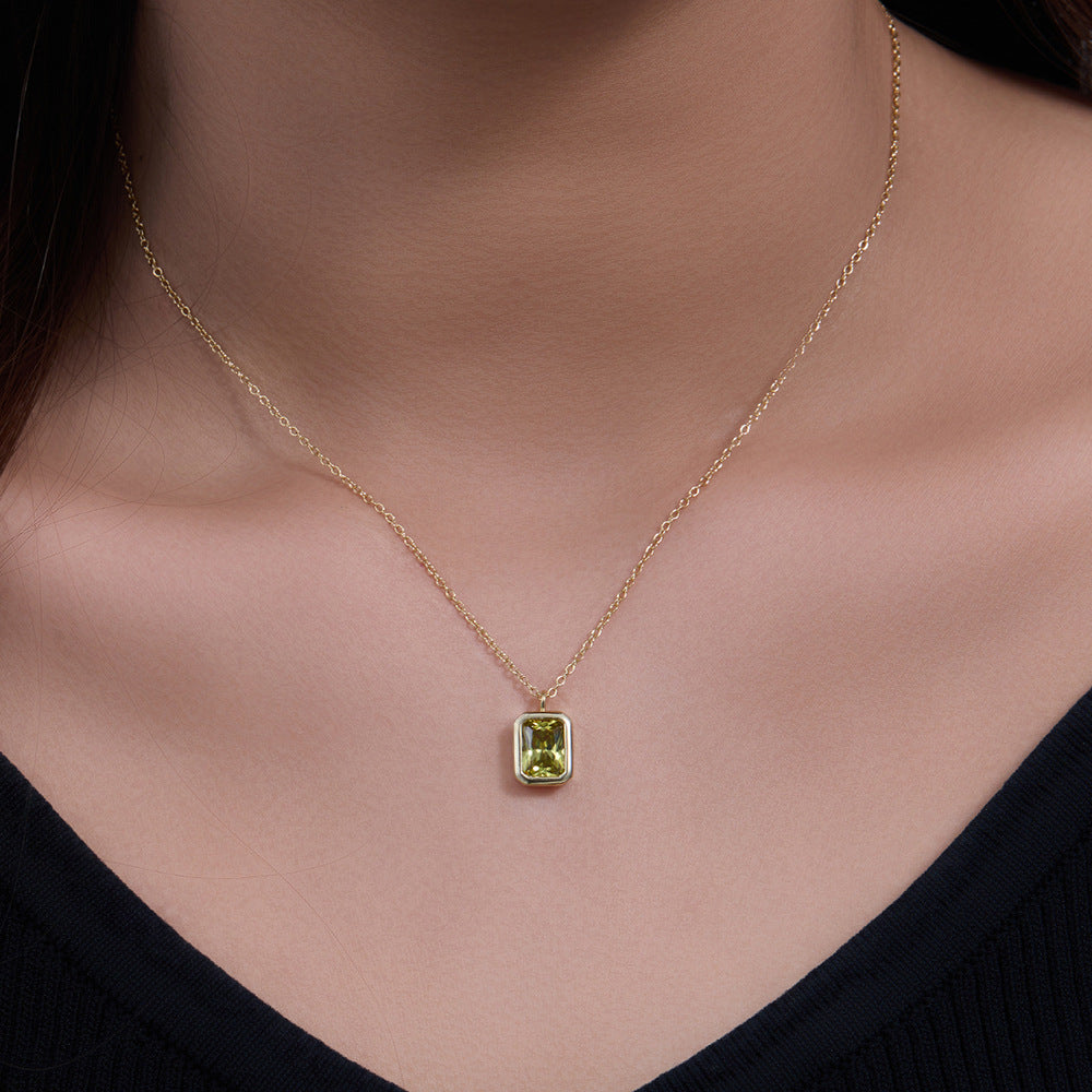 Citrine Square Serenade Necklace