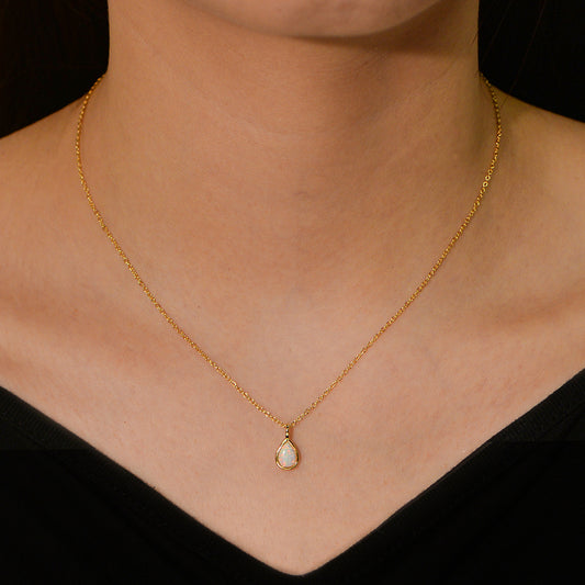 Pearly Opal Teardrop Twinkle Necklace