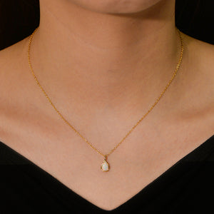 Pearly Opal Teardrop Twinkle Necklace