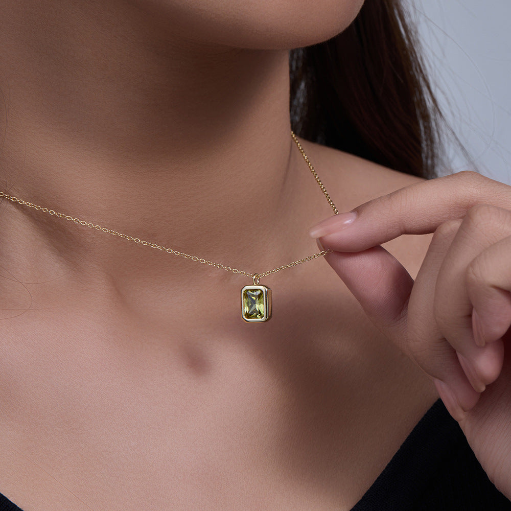 Citrine Square Serenade Necklace