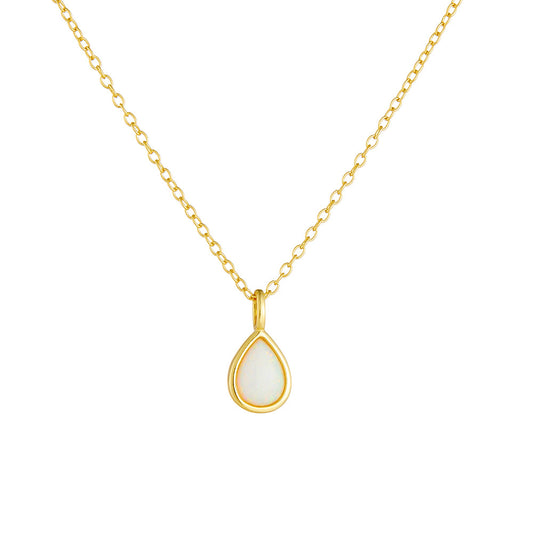 Pearly Opal Teardrop Twinkle Necklace
