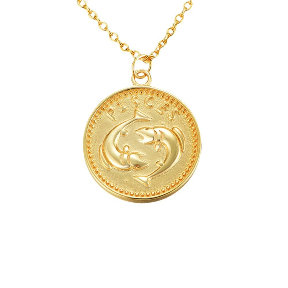 Gilded Zodiac Coin Serenade Necklace Stella Harte