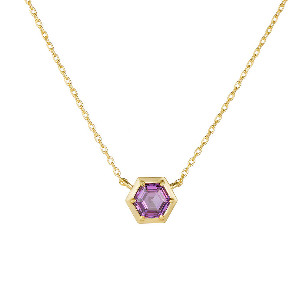 Amethyst Hexa Heart Necklace