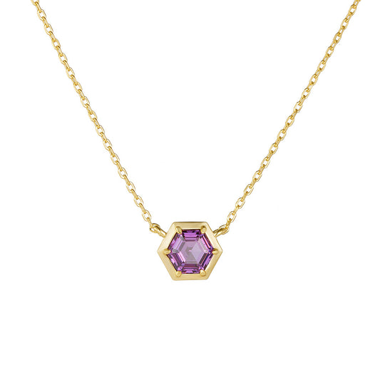 Amethyst Hexa Heart Necklace