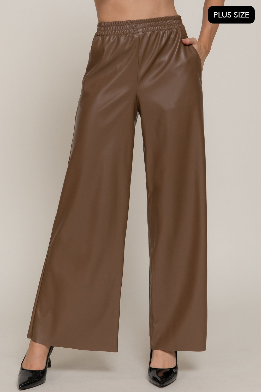 Straight Faux Leather Long Pants