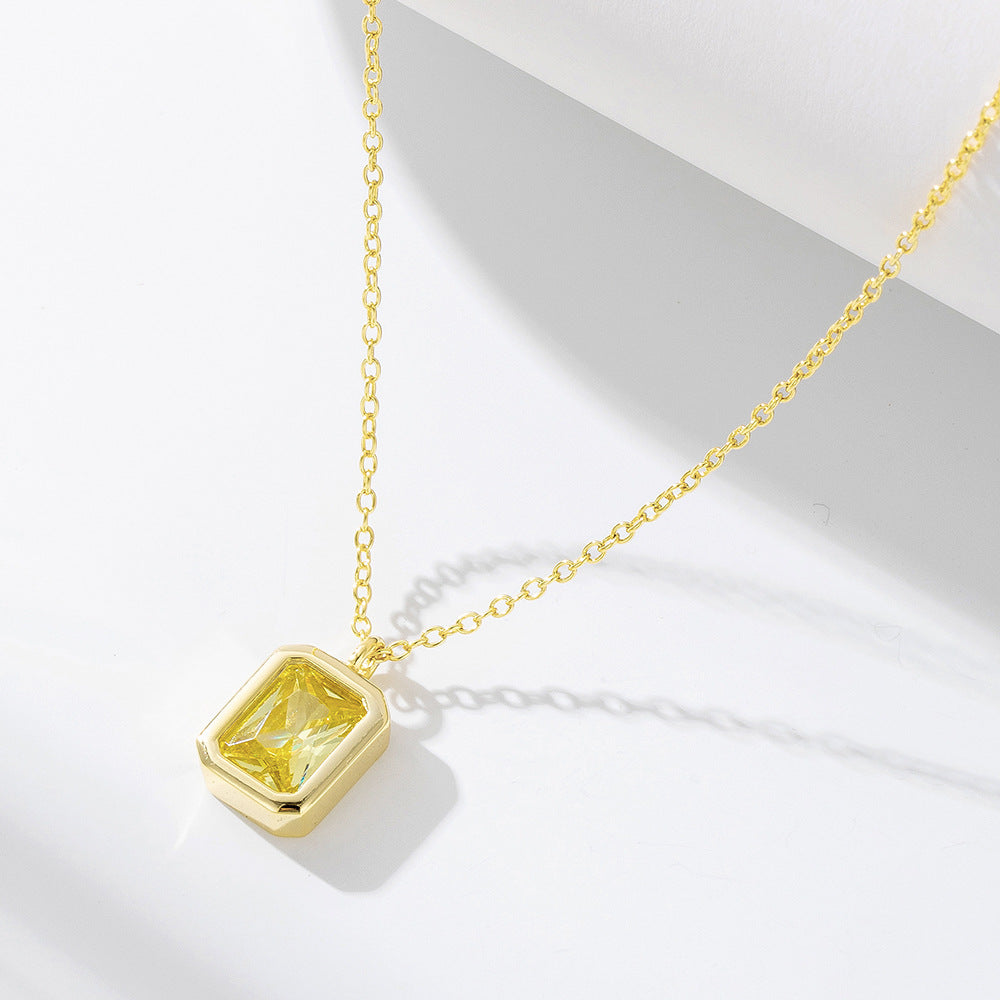 Citrine Square Serenade Necklace