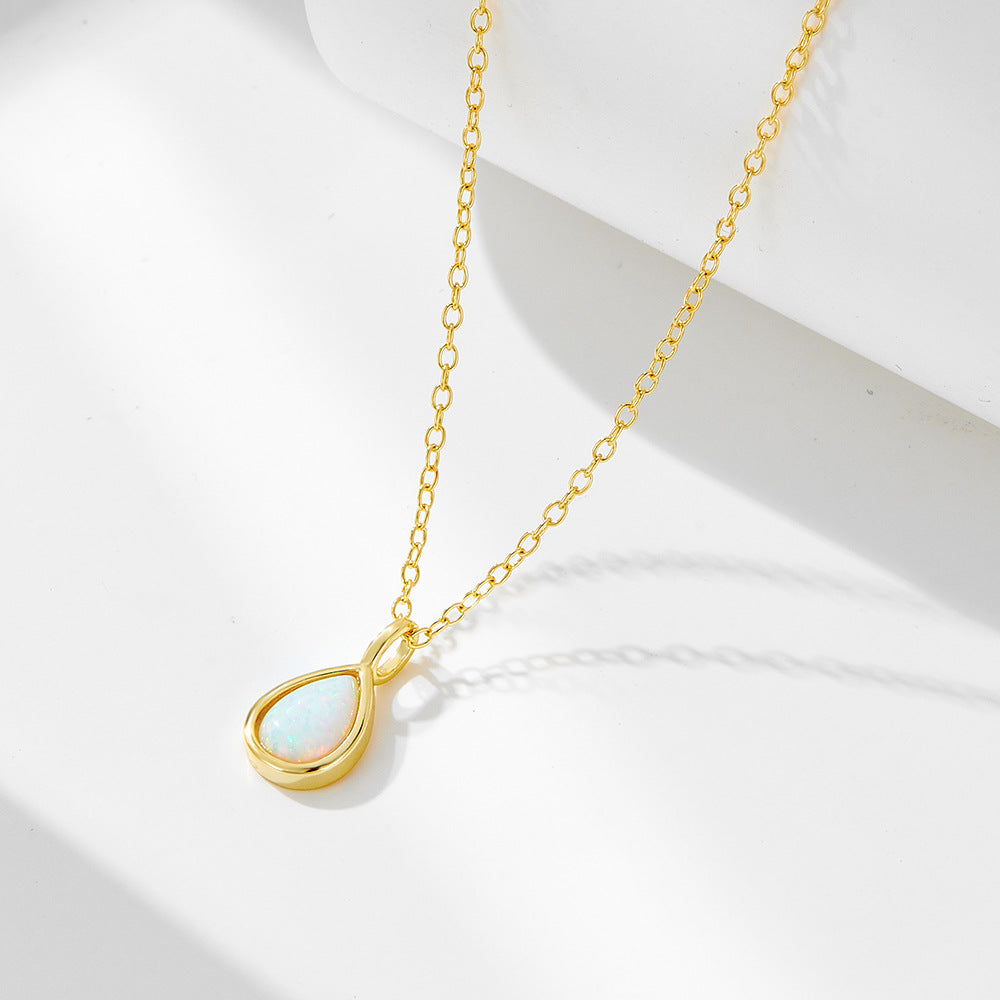 Pearly Opal Teardrop Twinkle Necklace