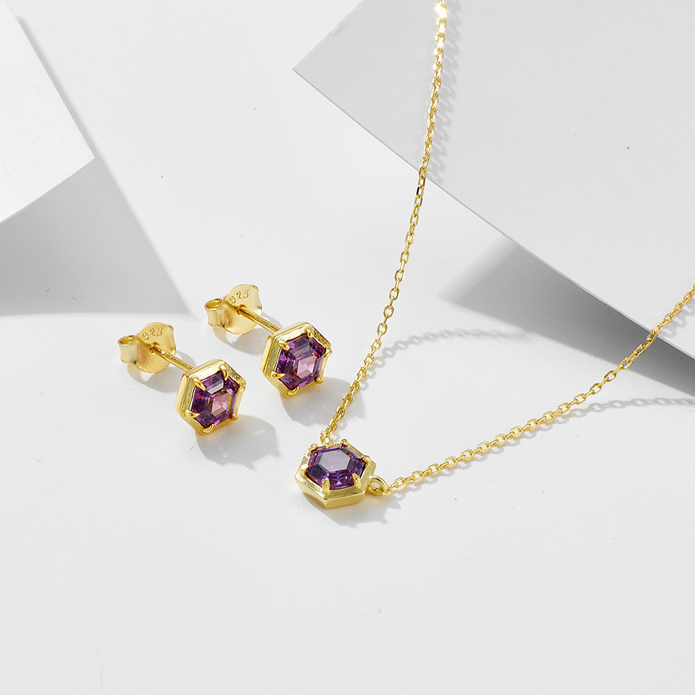 Amethyst Hexa Heart Necklace