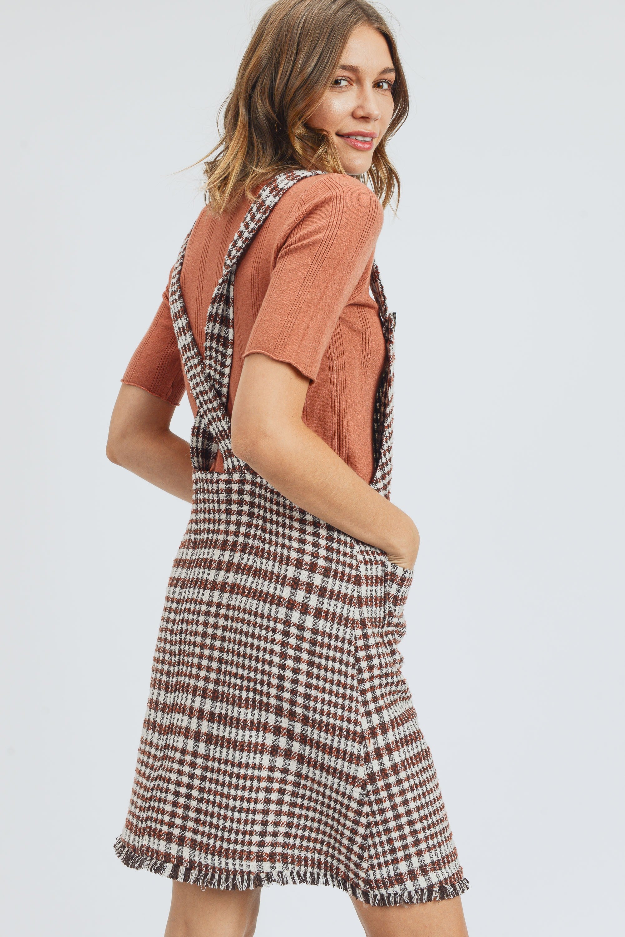 Jumper Plaid Overall Dress Jumpsuit - Plus Size