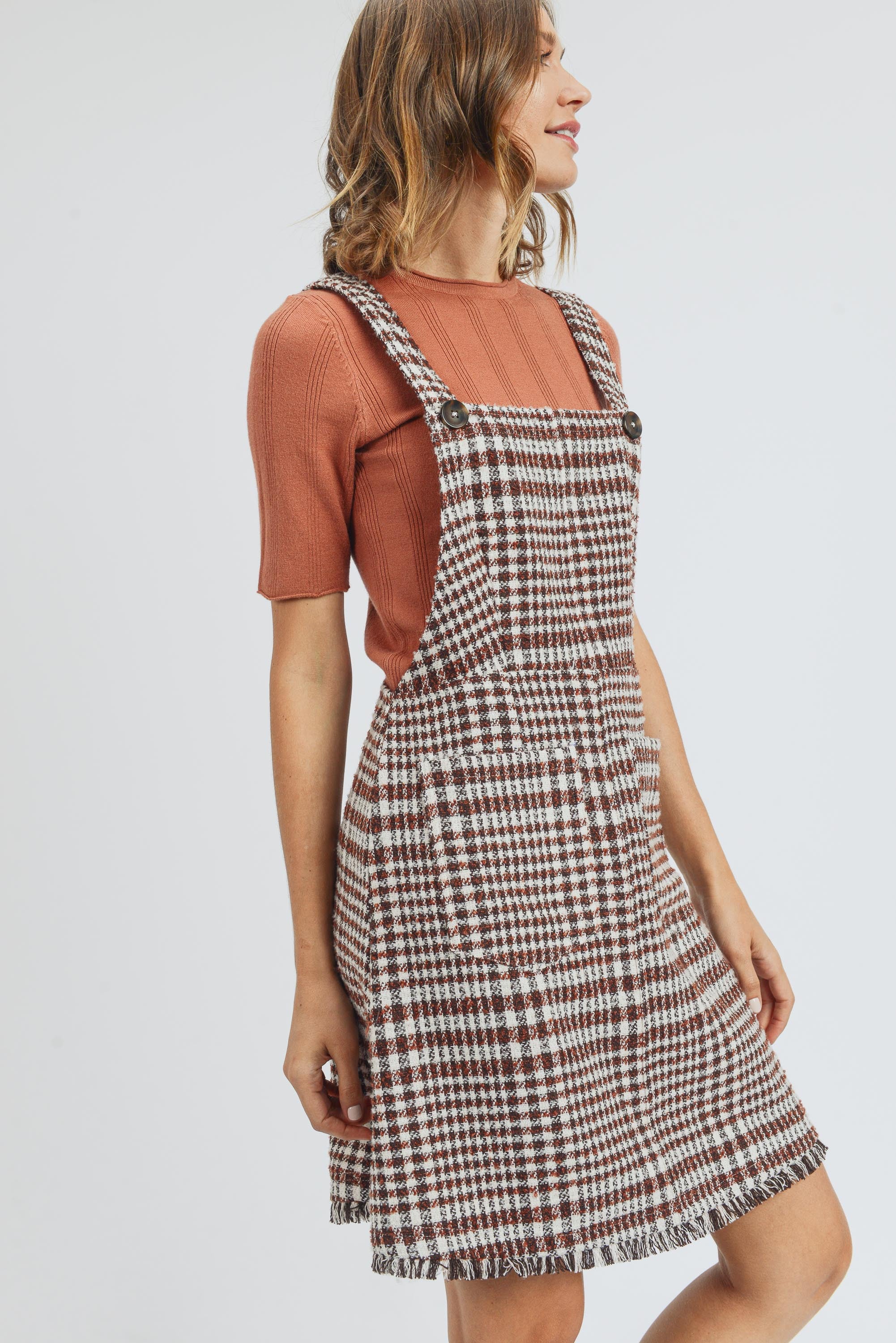 Jumper Plaid Overall Dress Jumpsuit - Plus Size