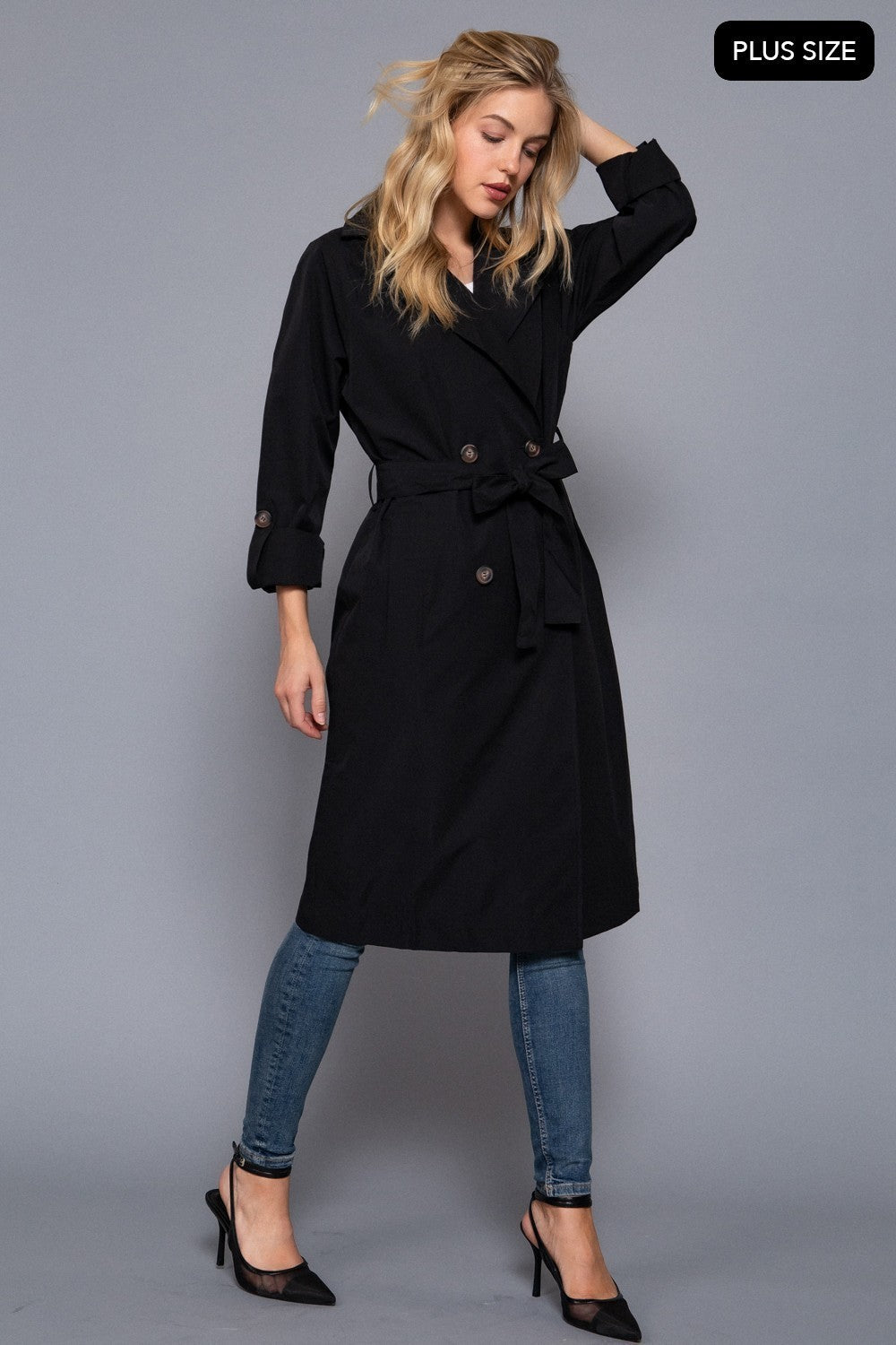 Long Slv Belted Trench Coat