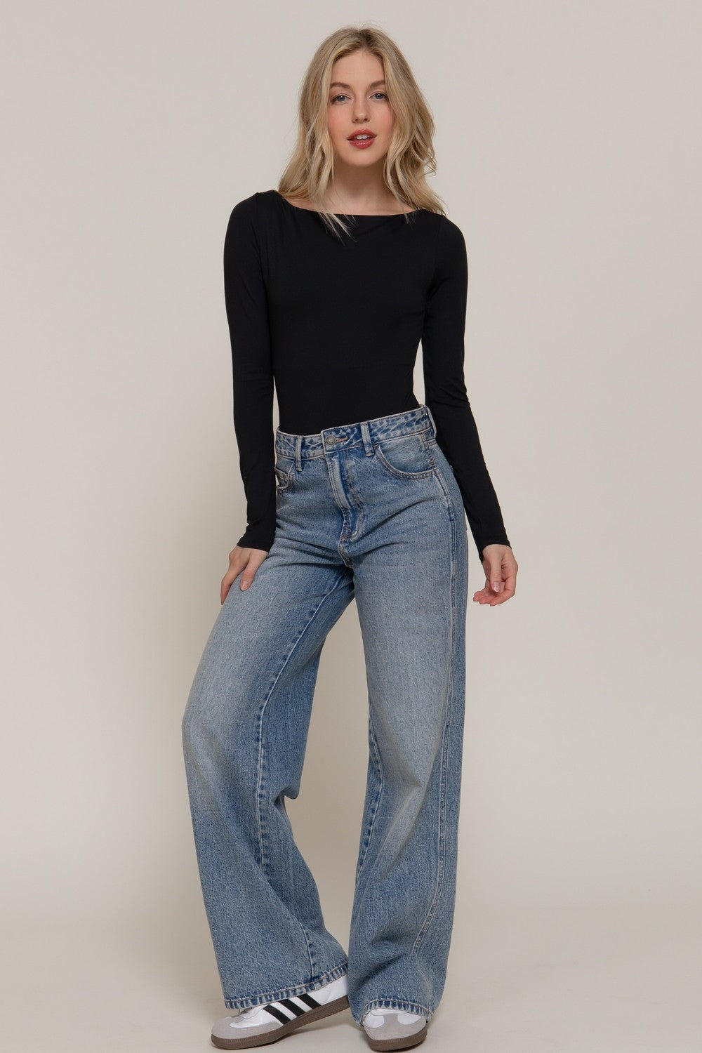 Long Sleeve Boat Neck Bodysuit