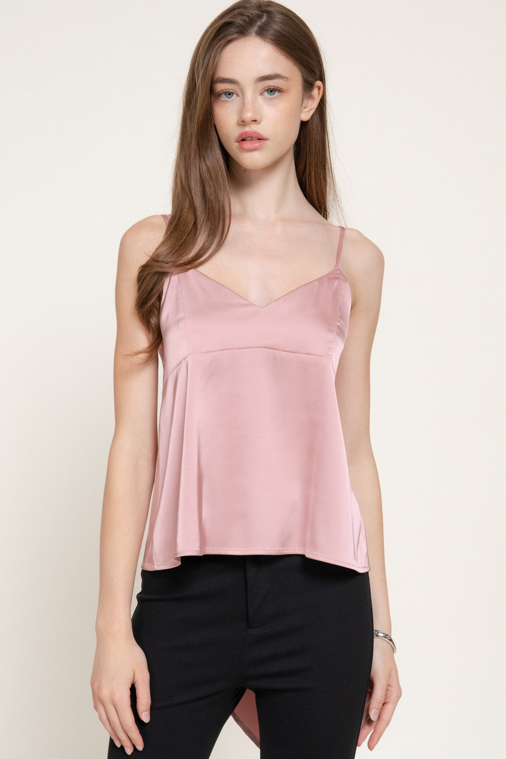 Back Closure V-neck Satin Camisole
