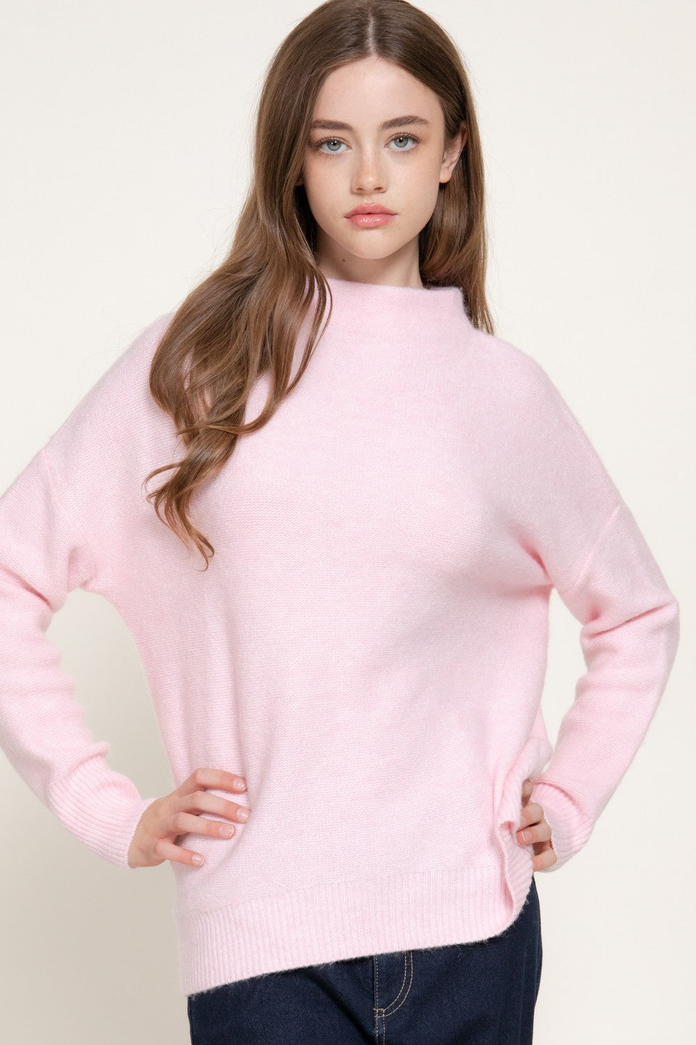 Long Sleeve Funnel Neck Sweater