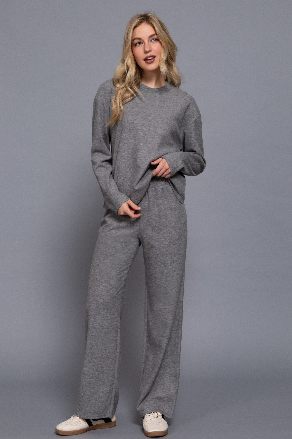 Elastic Waist Soft Knit Long Pants
