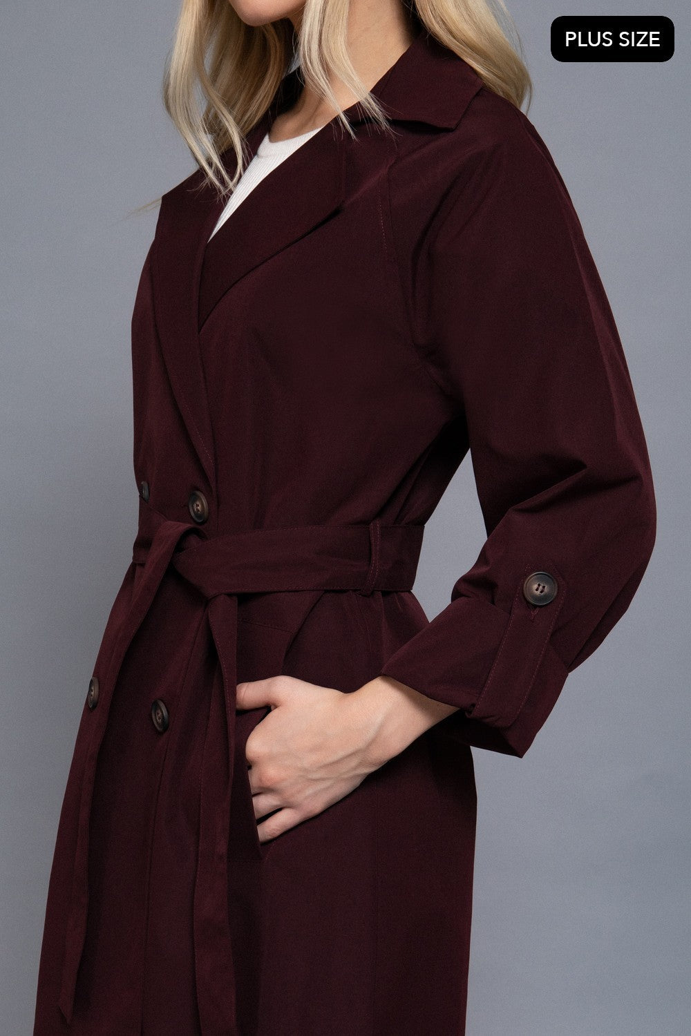 Long Slv Belted Trench Coat