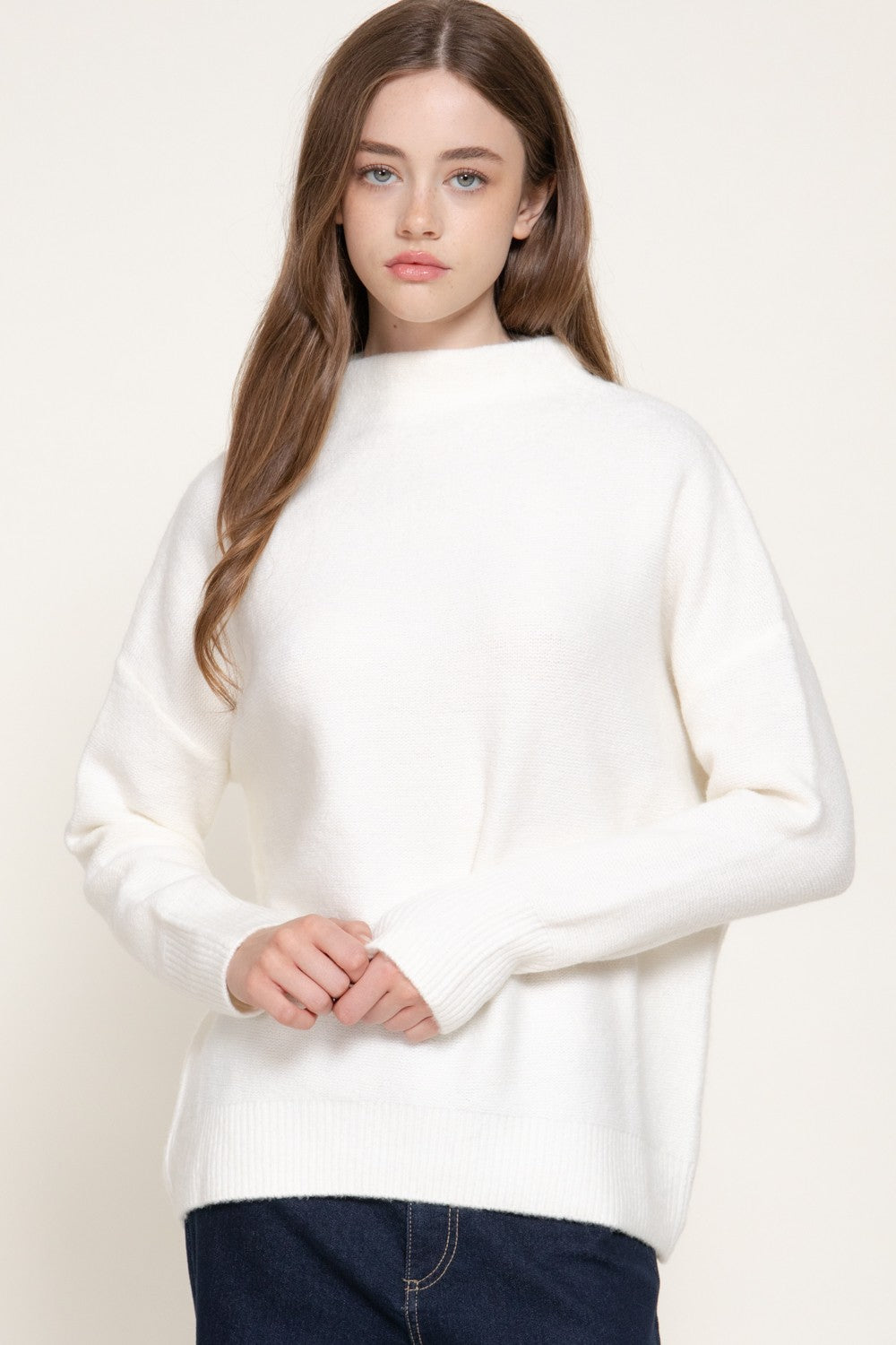 Long Sleeve Funnel Neck Sweater