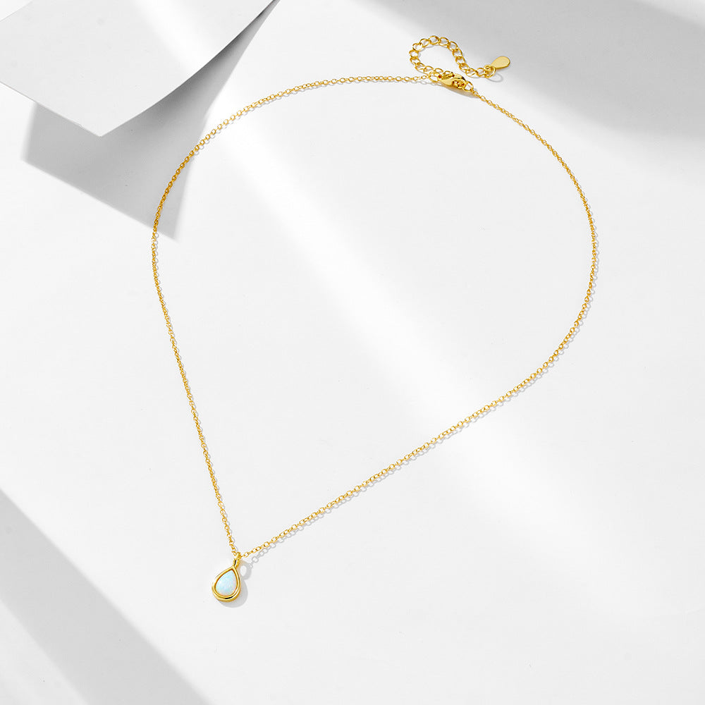 Pearly Opal Teardrop Twinkle Necklace