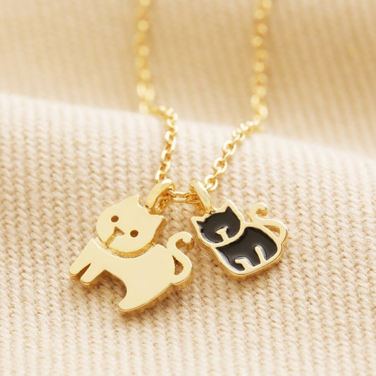 Feline Duo Charm Necklace