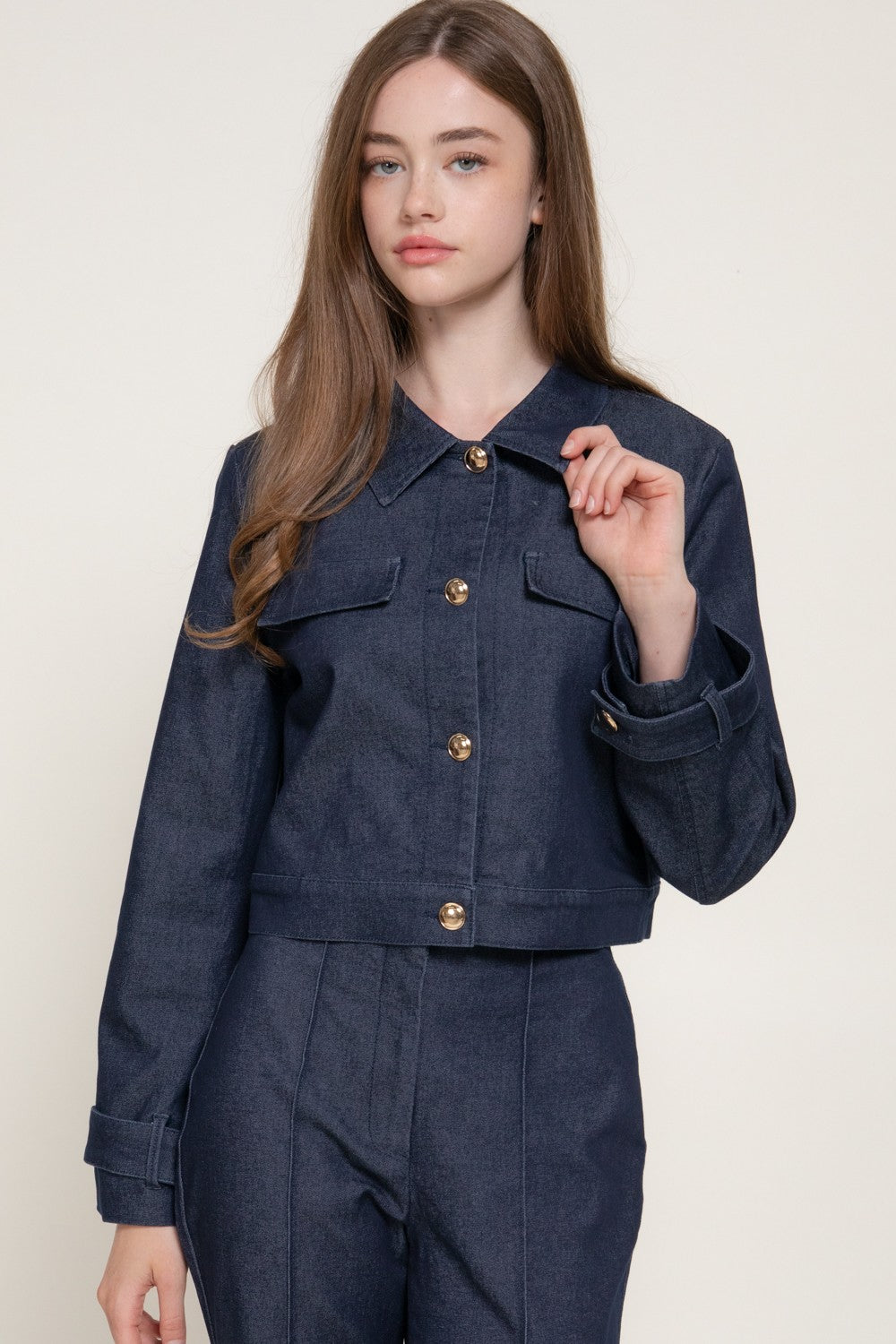 Contrast Stitching Stretch Short Jacket