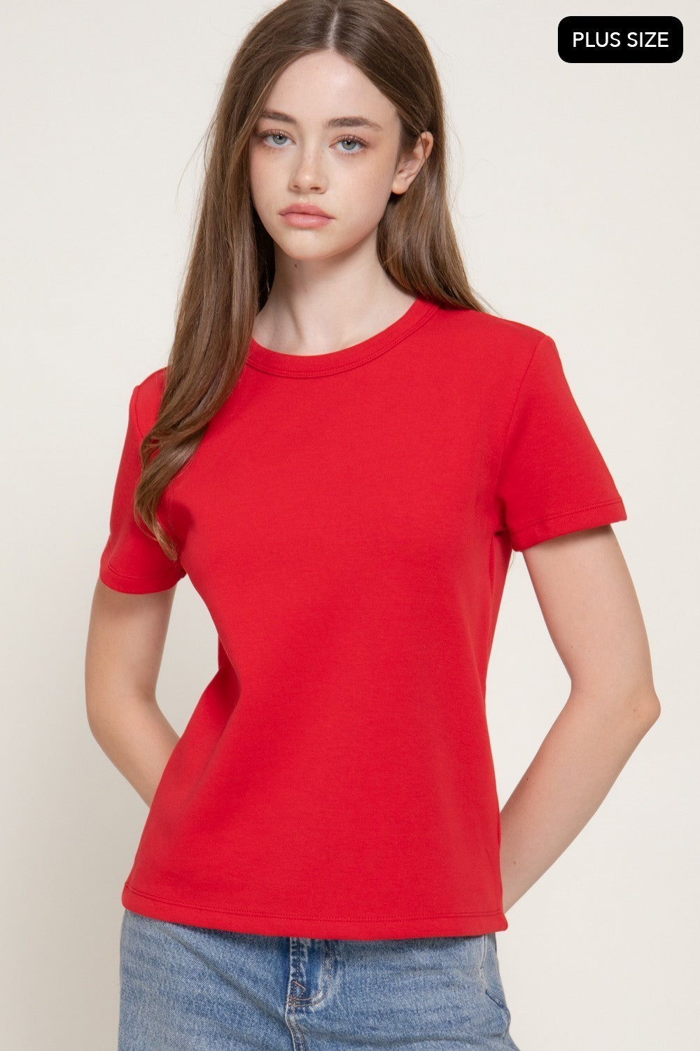 Short Sleeve Round Neck Soft Knit Top
