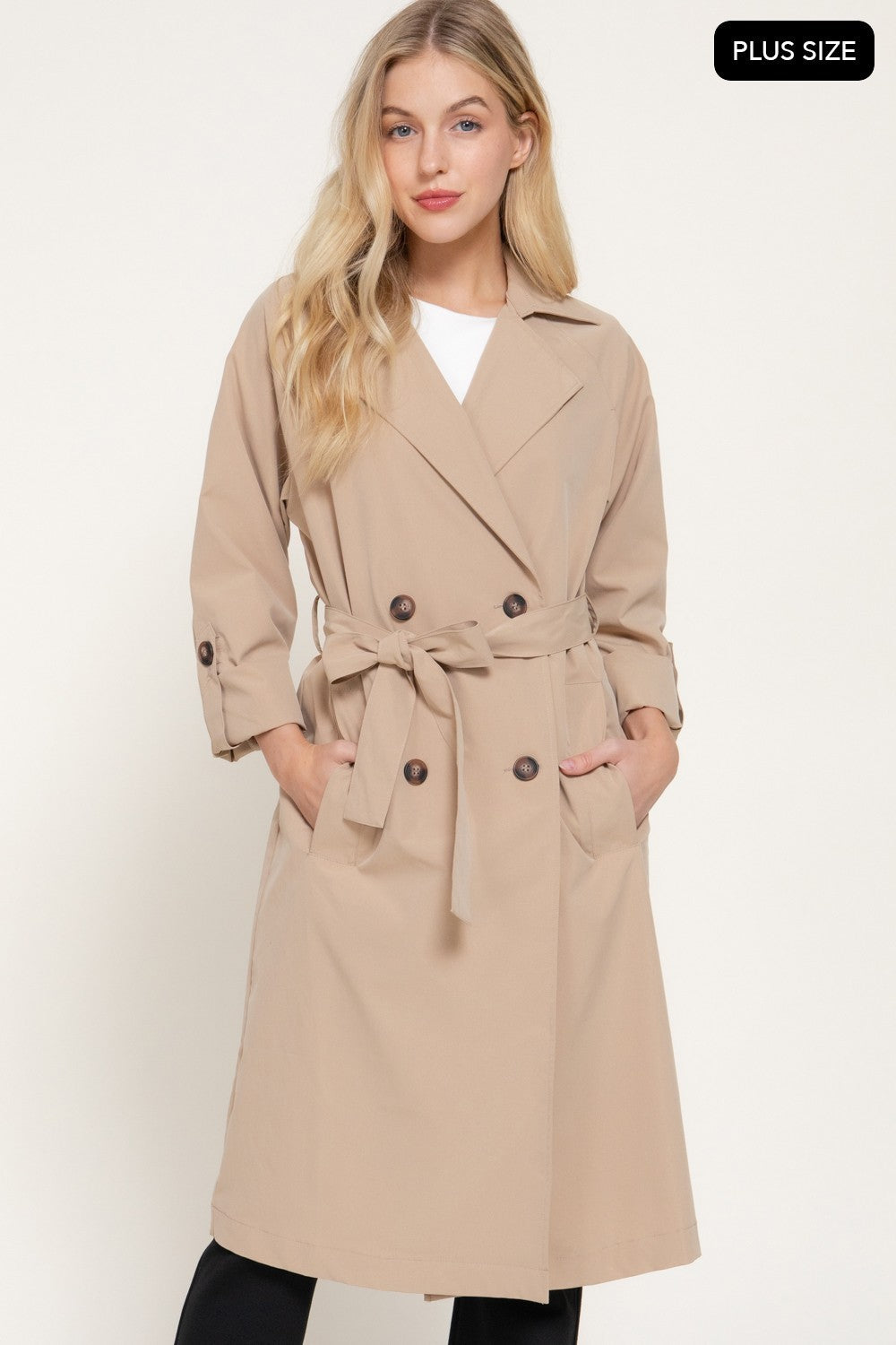 Long Slv Belted Trench Coat