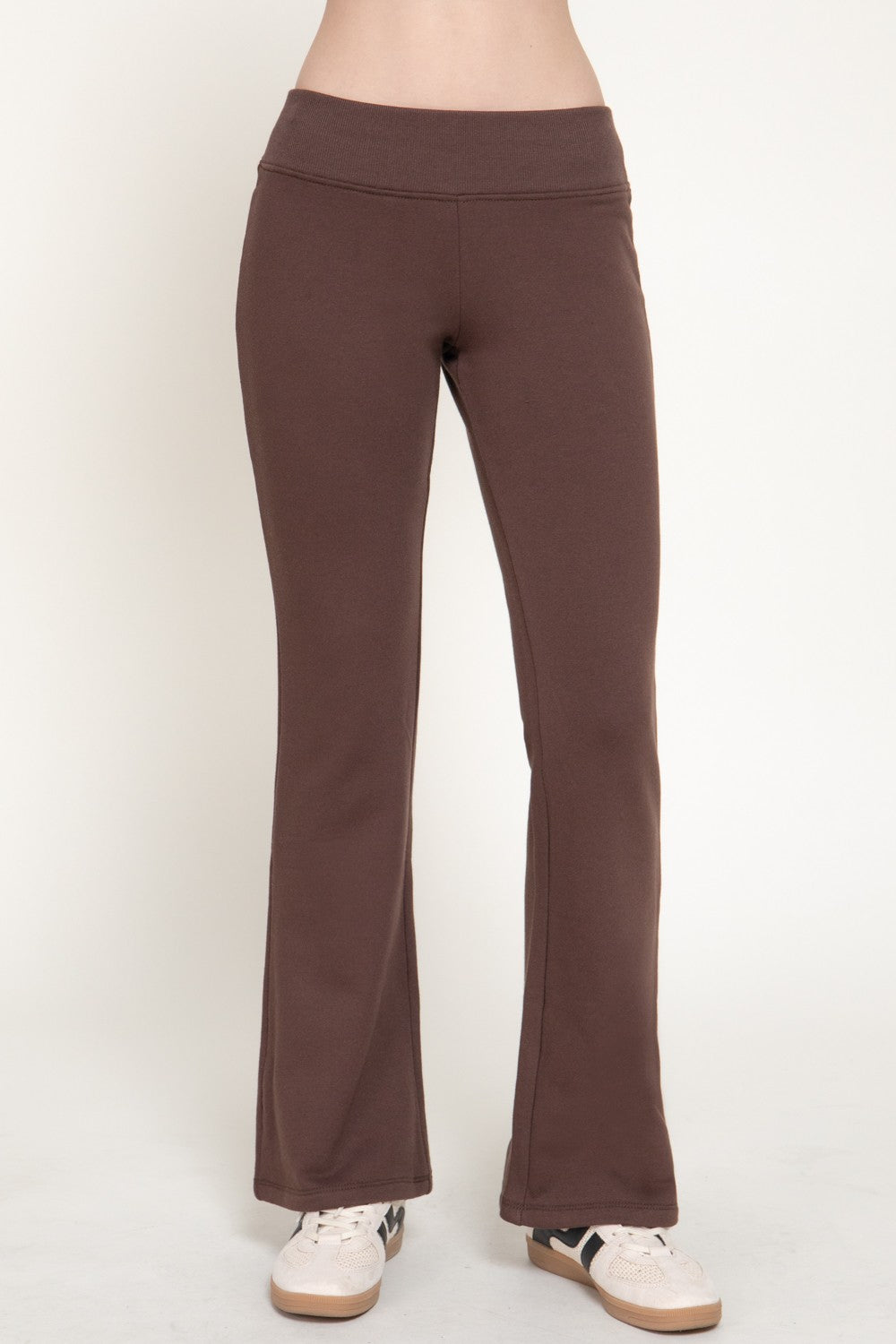 Elastic Waist Semi Flare Terry Pants