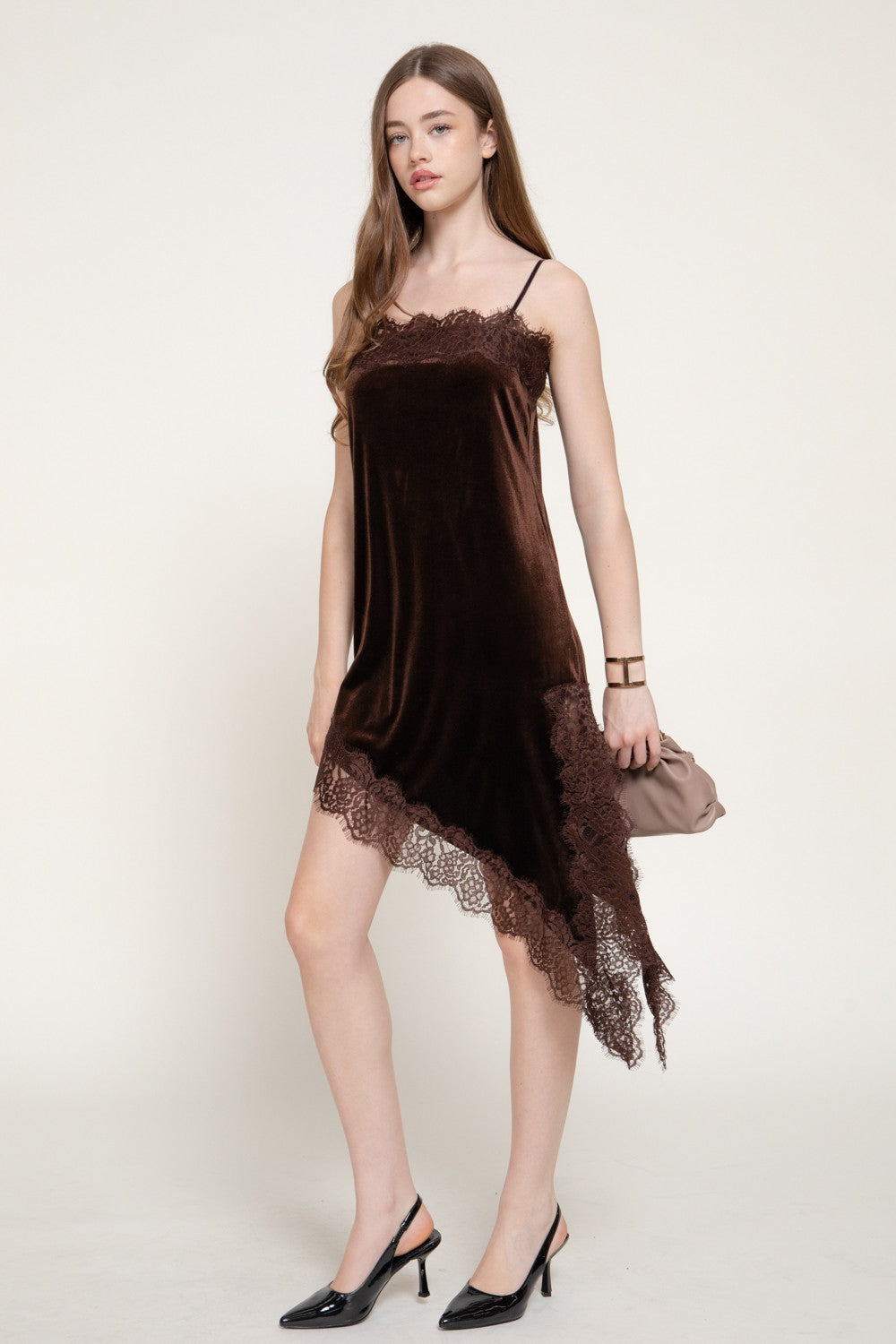 Asymmetrical Velvet Mini Dress
