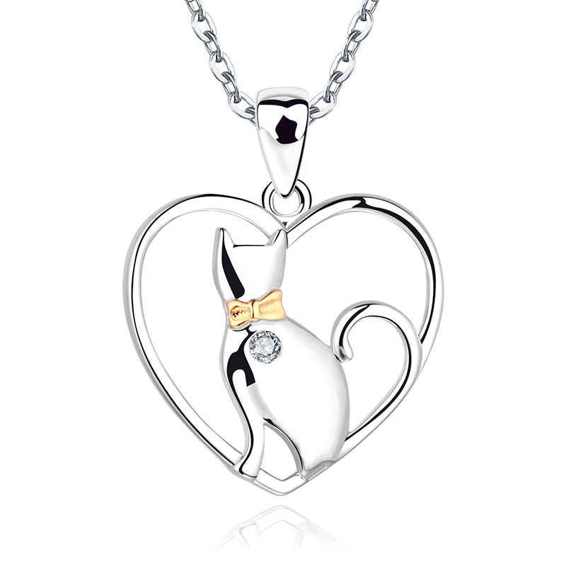 Bow-Tied Kitty Heart Necklace Stella Harte