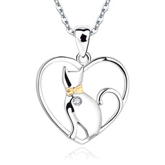 Bow-Tied Kitty Heart Necklace