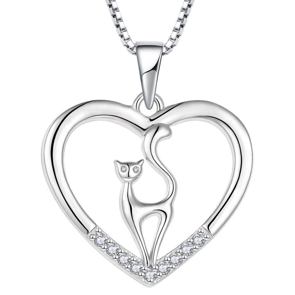 Sparkling Kitty Heart Necklace