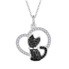 Mystic Onyx Kitty Heart Necklace